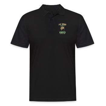 Mein Gehirn ist 95% Messer Metzgermesser Liebhaber Messer - Männer Poloshirt - Schwarz - Vorne - Kai (181cm)
