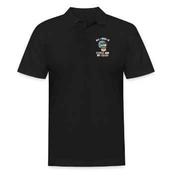Kaffee und meine Gecko-Eidechse Gekkota Schopf - Männer Poloshirt - Schwarz - Vorne - Kai (181cm)