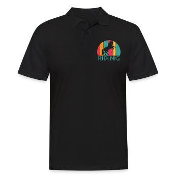 Pferde Reiter Retro Vintage Design - Männer Poloshirt - Schwarz - Vorne - Kai (181cm)