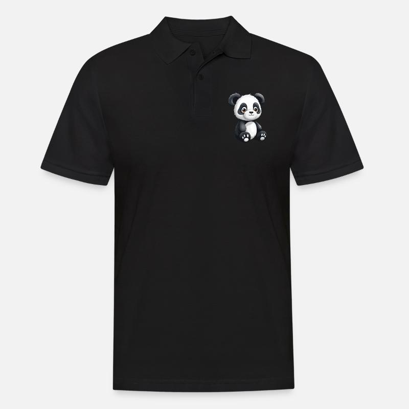 Panda Tier - Männer Poloshirt - Schwarz
