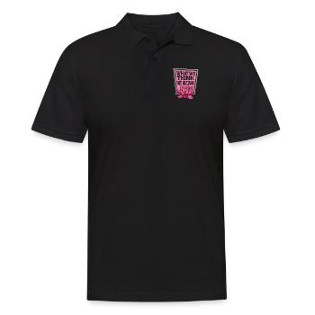 Was wir denken, werden wir Buddhistisches Symbol Statue - Männer Poloshirt - Schwarz - Vorne - Kai (181cm)