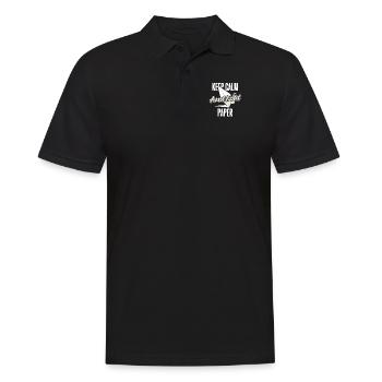 Keep Calm And Fold Paper Folding Owl Paper Crane - Men's Polo Shirt - black - Front - Kai (181cm)