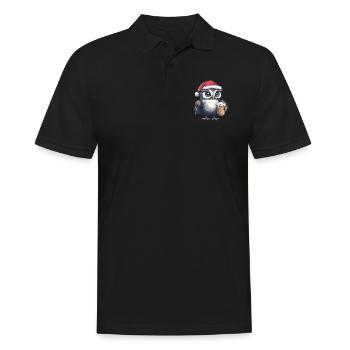 Eule Weihnachten Bier Lustig - Männer Poloshirt - Schwarz - Vorne - Kai (181cm)