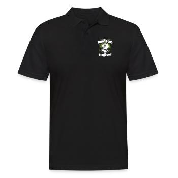 Iss Bambus Sei glücklich Panda Bär Freund Liebhaber Riese - Männer Poloshirt - Schwarz - Vorne - Kai (181cm)