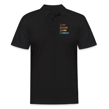 Essen Schlaf Singen Wiederholen Oper Haus Sänger Oper - Männer Poloshirt - Schwarz - Vorne - Kai (181cm)