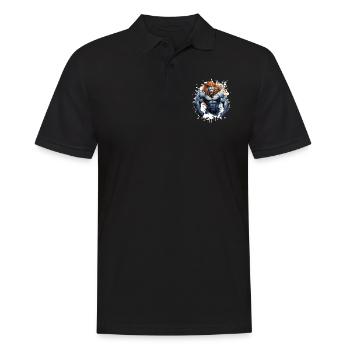Löwe Muskeln Bodybuilding Gym - Männer Poloshirt - Schwarz - Vorne - Kai (181cm)