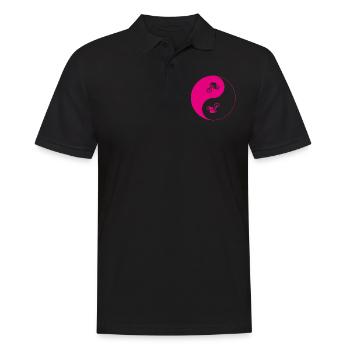 biken - yin yang - Männer Poloshirt - Schwarz - Vorne - Kai (181cm)