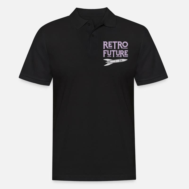 Retro Future Rakete Nostalgie - Männer Poloshirt - Schwarz
