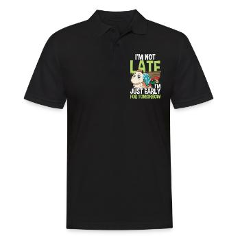 I'm Not Late I'm Just Early For Tomorrow - Männer Poloshirt - Schwarz - Vorne - Kai (181cm)