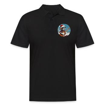 Jack Russel Terrier Hund Weihnachten Gitarre - Männer Poloshirt - Schwarz - Vorne - Kai (181cm)