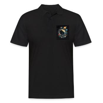 Space Planeten Astronaut für einen Kinder und - Männer Poloshirt - Schwarz - Vorne - Kai (181cm)