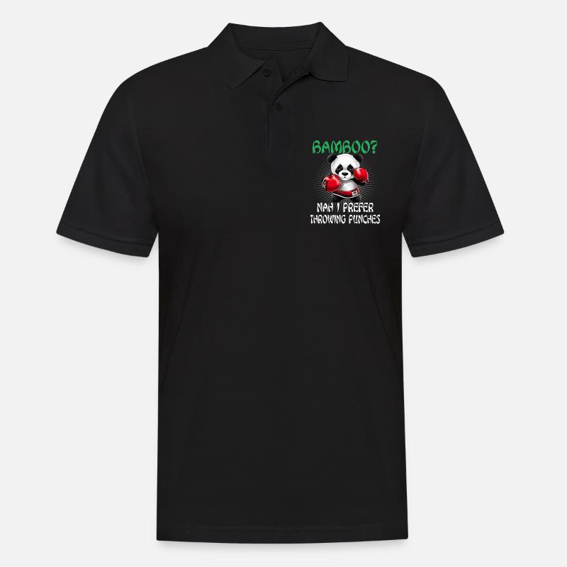 Panda Boxer Boxender Pandabär - Männer Poloshirt - Schwarz