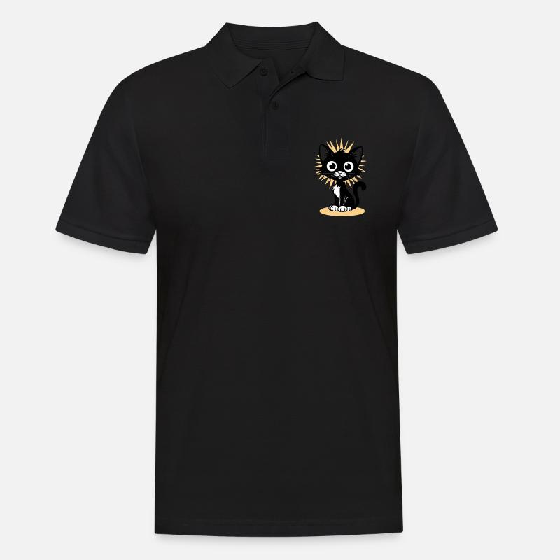 Charmante Schwarze Katze Mit Strahlendem - Männer Poloshirt - Schwarz