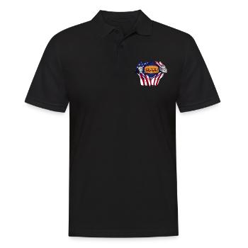 Jour de l’indépendance Burger drapeau américain 4. - Polo Homme - noir - Devant - Kai (181cm)