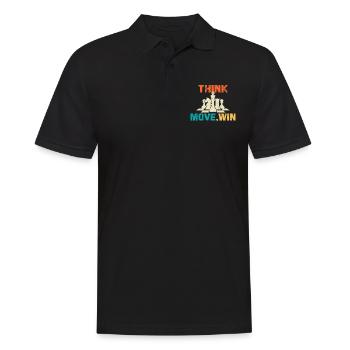 Échecs, Penser, Bouger, Gagner, Club des Maîtres d’Échecs - Polo Homme - noir - Devant - Kai (181cm)