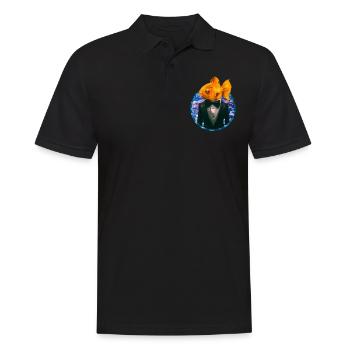 Goldfisch im Smoking im Korallenriff - Männer Poloshirt - Schwarz - Vorne - Kai (181cm)