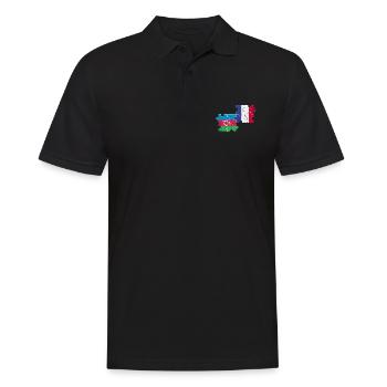 Aserbaidschan Frankreich Vintage Flagge - Männer Poloshirt - Schwarz - Vorne - Kai (181cm)
