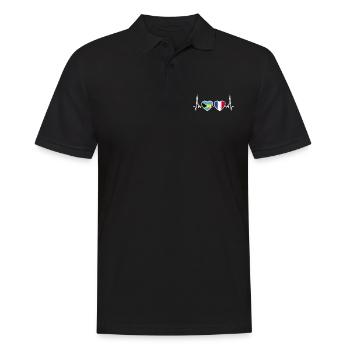 Bahamas Frankreich Vintage Herzschlag Flagge - Männer Poloshirt - Schwarz - Vorne - Kai (181cm)