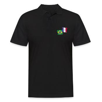 Brasilien Frankreich Vintage Flagge Brasilianer - Männer Poloshirt - Schwarz - Vorne - Kai (181cm)