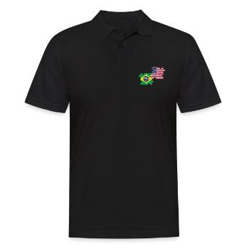 Brasilien USA Flagge Brasilianisch - Männer Poloshirt - Schwarz - Vorne - Kai (181cm)