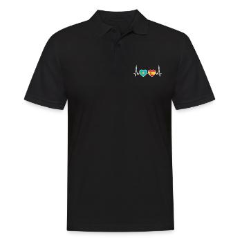 Kasachstan Spanien Herzschlag Flagge Kasache - Männer Poloshirt - Schwarz - Vorne - Kai (181cm)