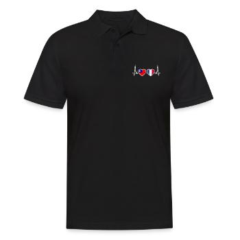 Taïwan France Vintage Heartbeat drapeau - Polo Homme - noir - Devant - Kai (181cm)