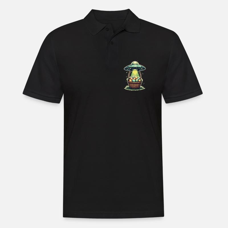 Alien Easter Egg Abduction Design - Men's Polo Shirt - black
