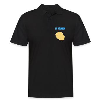 T-Shirt mit goldener Karte auf der Insel La Réunion - Männer Poloshirt - Schwarz - Vorne - Kai (181cm)