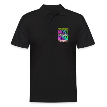 World's Badass Mom – Mutiges, florales Muttertagsgeschenk - Männer Poloshirt - Schwarz - Vorne - Kai (181cm)