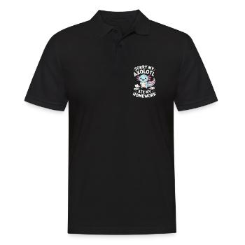 Axolotl hat meine Hausaufgaben gefressen. - Männer Poloshirt - Schwarz - Vorne - Kai (181cm)