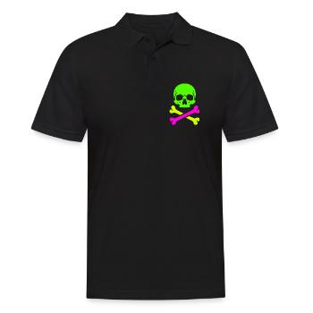 Neon Skull Crossed Bones Colorful Pirate Skull - Men's Polo Shirt - black - Front - Kai (181cm)