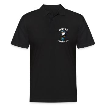 Cooler Pinguin auf Einrad mit Spruch - Männer Poloshirt - Schwarz - Vorne - Kai (181cm)