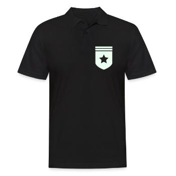 Abzeichen Stern - Männer Poloshirt - Schwarz - Vorne - Kai (181cm)