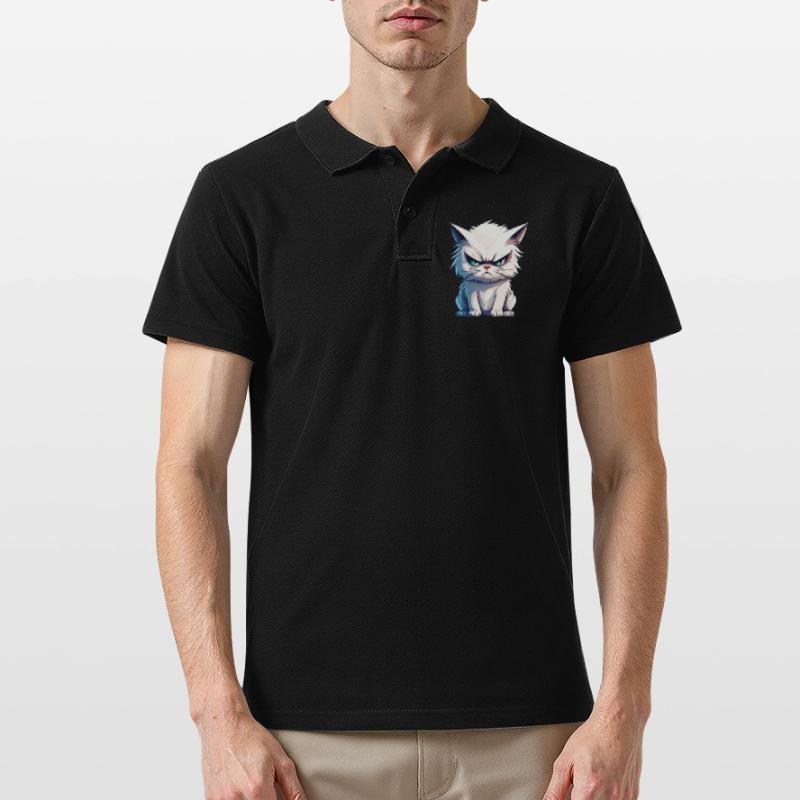 cat grumpy grumpy grumpy meow funny Men's Polo Shirt