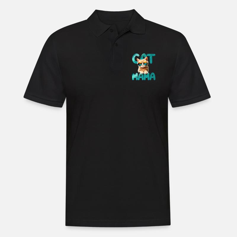Katzen-Mama - Männer Poloshirt - Schwarz