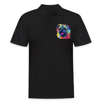 Pop Art Colorful Pug Dog Breed Pet - graphique - Polo Homme - noir - Devant - Kai (181cm)