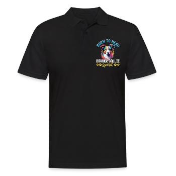 Chien Border Collie Né pour troupeau Border Collie - Polo Homme - noir - Devant - Kai (181cm)