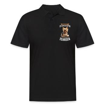 Dog Yorkie - Yorkshire Terrier - Men's Polo Shirt - black - Front - Kai (181cm)