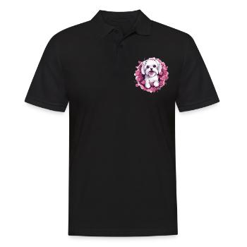 Chien maltais de race animal mignon graphique avec des coeurs - Polo Homme - noir - Devant - Kai (181cm)