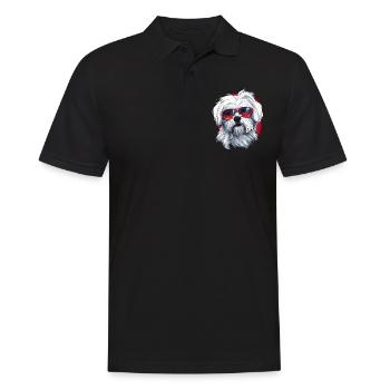 Maltese Dog Breed Pet with Sunglasses - Männer Poloshirt - Schwarz - Vorne - Kai (181cm)