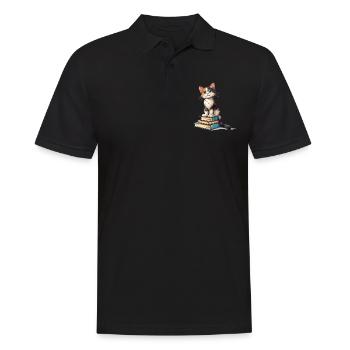 Cats and Books Reading Bookworm Funny & Cute - Männer Poloshirt - Schwarz - Vorne - Kai (181cm)