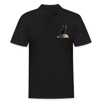 Cats and Books Reading Bookworm Funny & Cute - Men's Polo Shirt - black - Front - Kai (181cm)