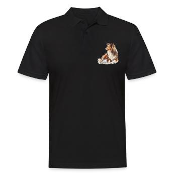 Shetland Sheepdog Sheltie Coffee Dog Breed Pet - Men's Polo Shirt - black - Front - Kai (181cm)