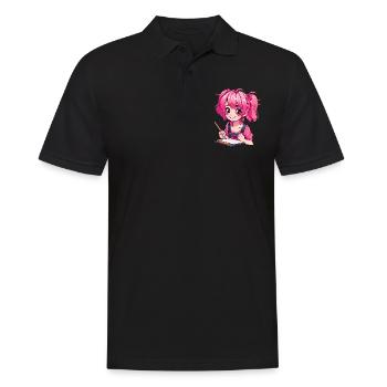 Anime and Sketching Anime Girl Sketching Otaku - Men's Polo Shirt - black - Front - Kai (181cm)