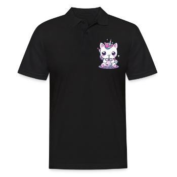 Kawaii Unicorn eating Ramen Noodle Soup Cute - Männer Poloshirt - Schwarz - Vorne - Kai (181cm)