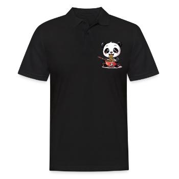 Kawaii Panda eating Ramen Noodle Soup Cute Graphic - Men's Polo Shirt - black - Front - Kai (181cm)