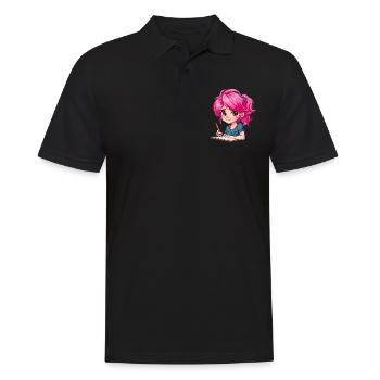Anime and Sketching Anime Girl Sketching Otaku - Men's Polo Shirt - black - Front - Kai (181cm)