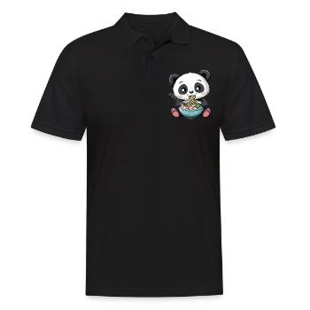 Kawaii Panda mangeant Ramen Soupe de nouilles Anime Mignon - Polo Homme - noir - Devant - Kai (181cm)