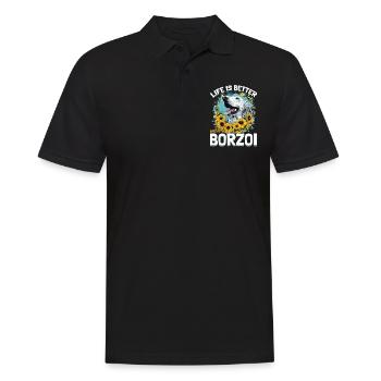 Borzoi Dog Breed Life is Better with a Borzoi - Männer Poloshirt - Schwarz - Vorne - Kai (181cm)