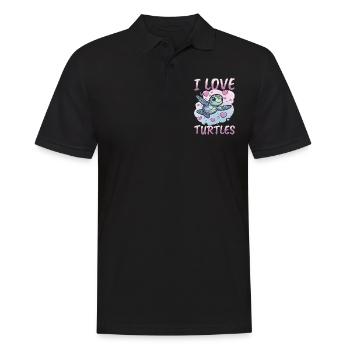 Funny Sea Turtle Animal I Love Turtles - Männer Poloshirt - Schwarz - Vorne - Kai (181cm)